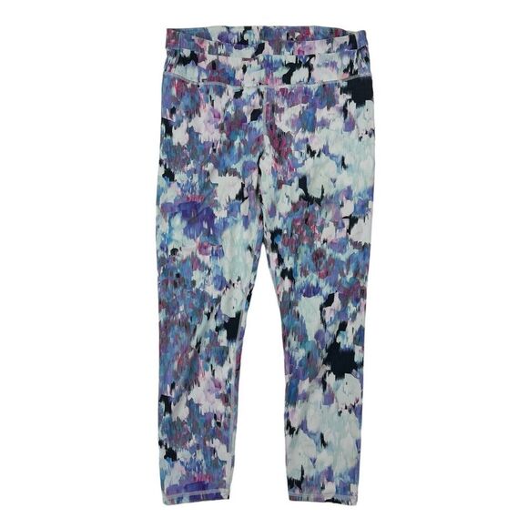 Fabletics Watercolor Multicolor Powerhold Capri Cropped Leggings Back Pocket M - Picture 1 of 5